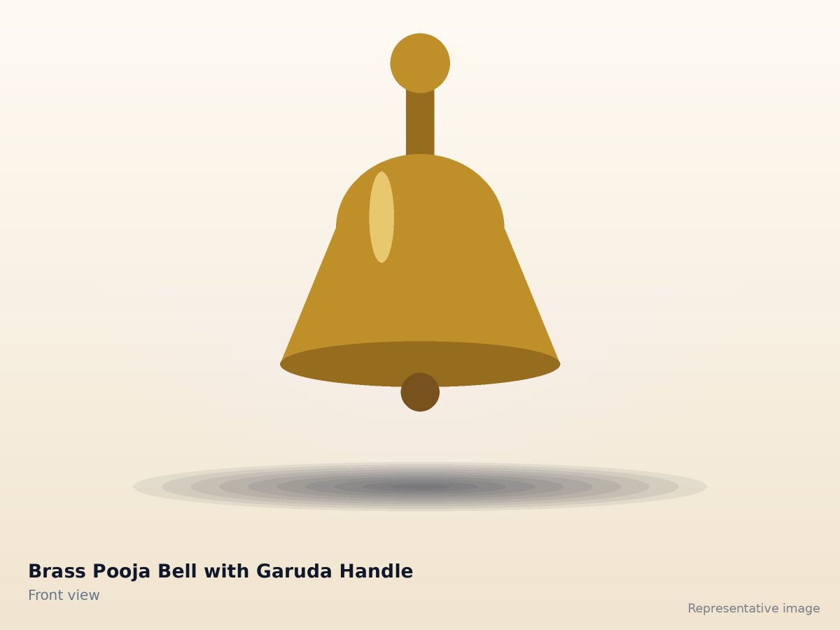 Brass Pooja Bell with Garuda Handle – front view (representative image)
