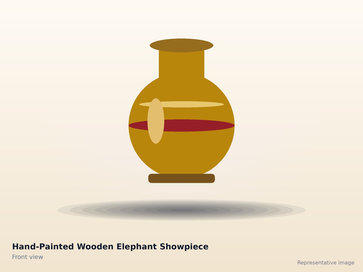 Hand-Painted Wooden Elephant Showpiece – front view (representative image)