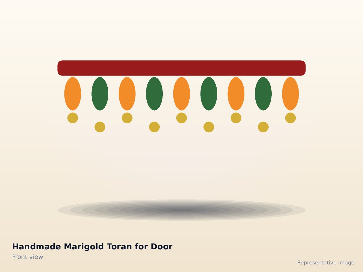 Handmade Marigold Toran for Door – front view (representative image)