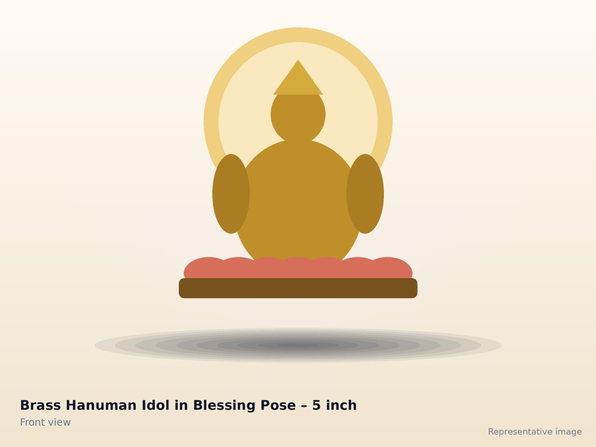 Brass Hanuman Idol in Blessing Pose – 5 inch – front view (representative image)