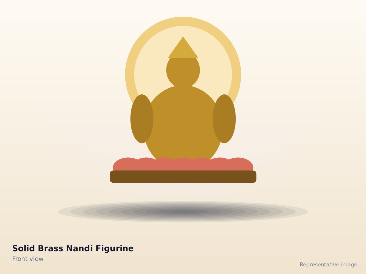 Solid Brass Nandi Figurine – front view (representative image)