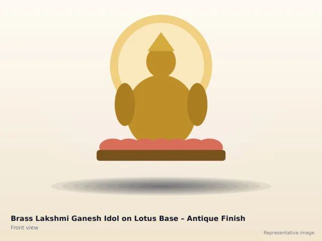 Brass Lakshmi Ganesh Idol on Lotus Base – Antique Finish – front view (representative image)