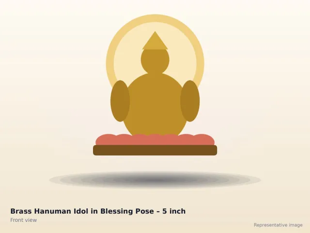 Brass Hanuman Idol in Blessing Pose – 5 inch – front view (representative image)
