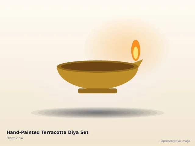 Hand-Painted Terracotta Diya Set – front view (representative image)